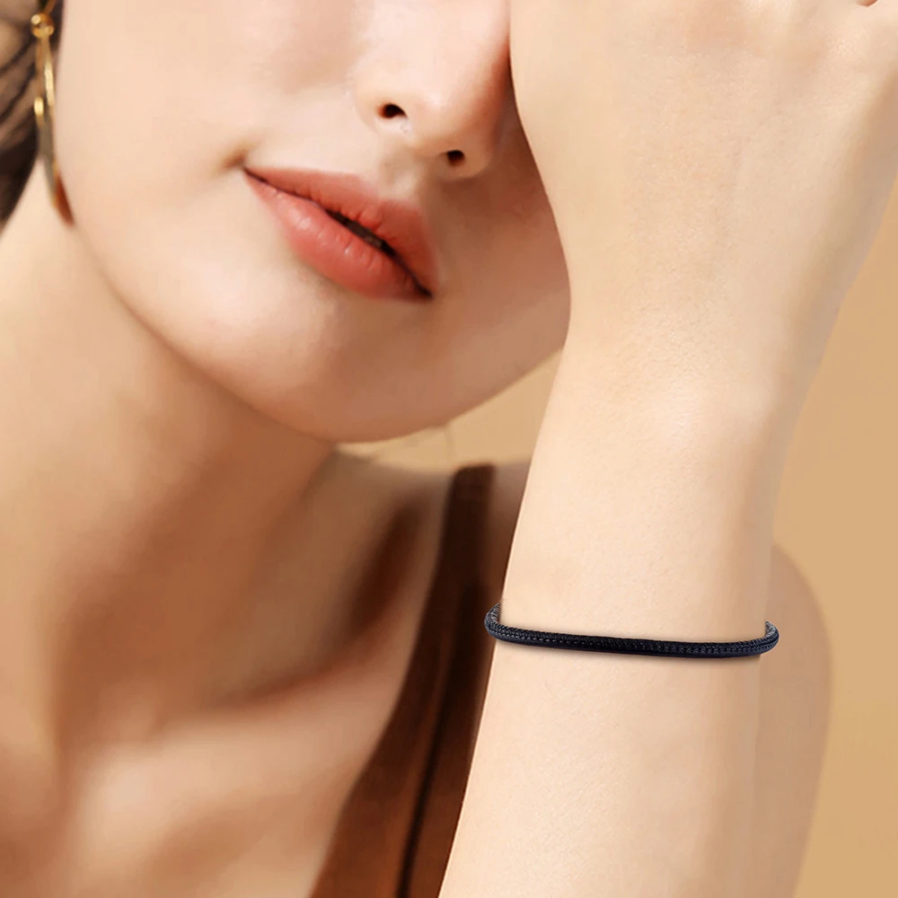 

Bracelet For Women Black Sliding Leather Bracelets 925 Sterling Silver Jewelry Femme Pulseira Plata de ley Armband