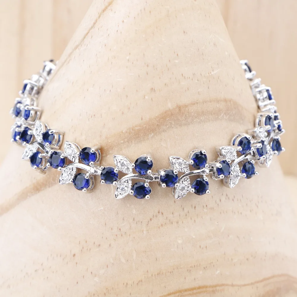 Женский браслет из серебра 925 пробы с голубым кубическим цирконием|bracelets for|bracelets
