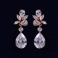 ekopdee romantic bridal wedding accessories jewelry exquisite zircon earrings for women teardrop crystal cubic zirconia earring