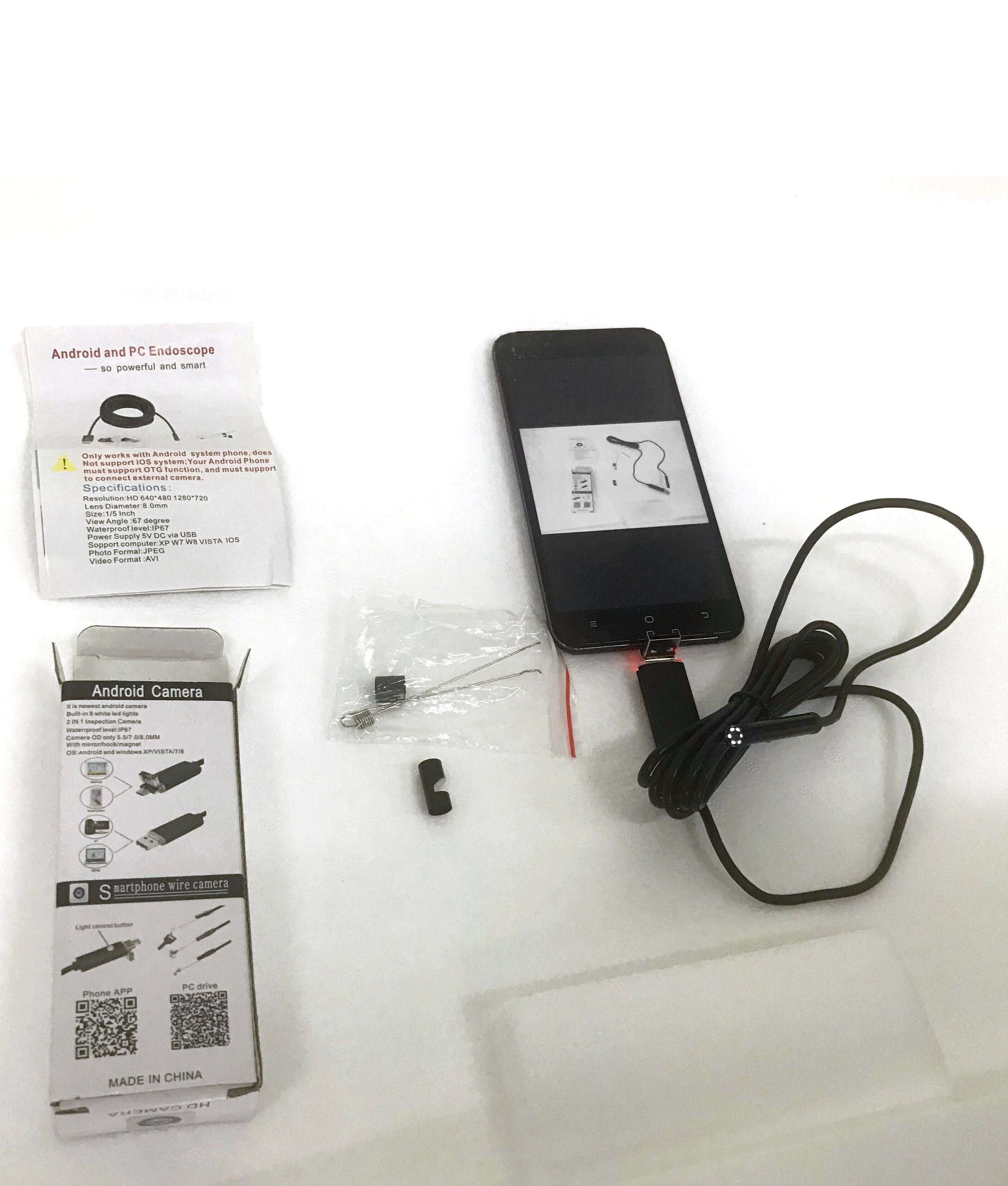Usb эндоскоп ip67 7 мм для ПК и телефонов Android с функцией OTG светодиодный кабель