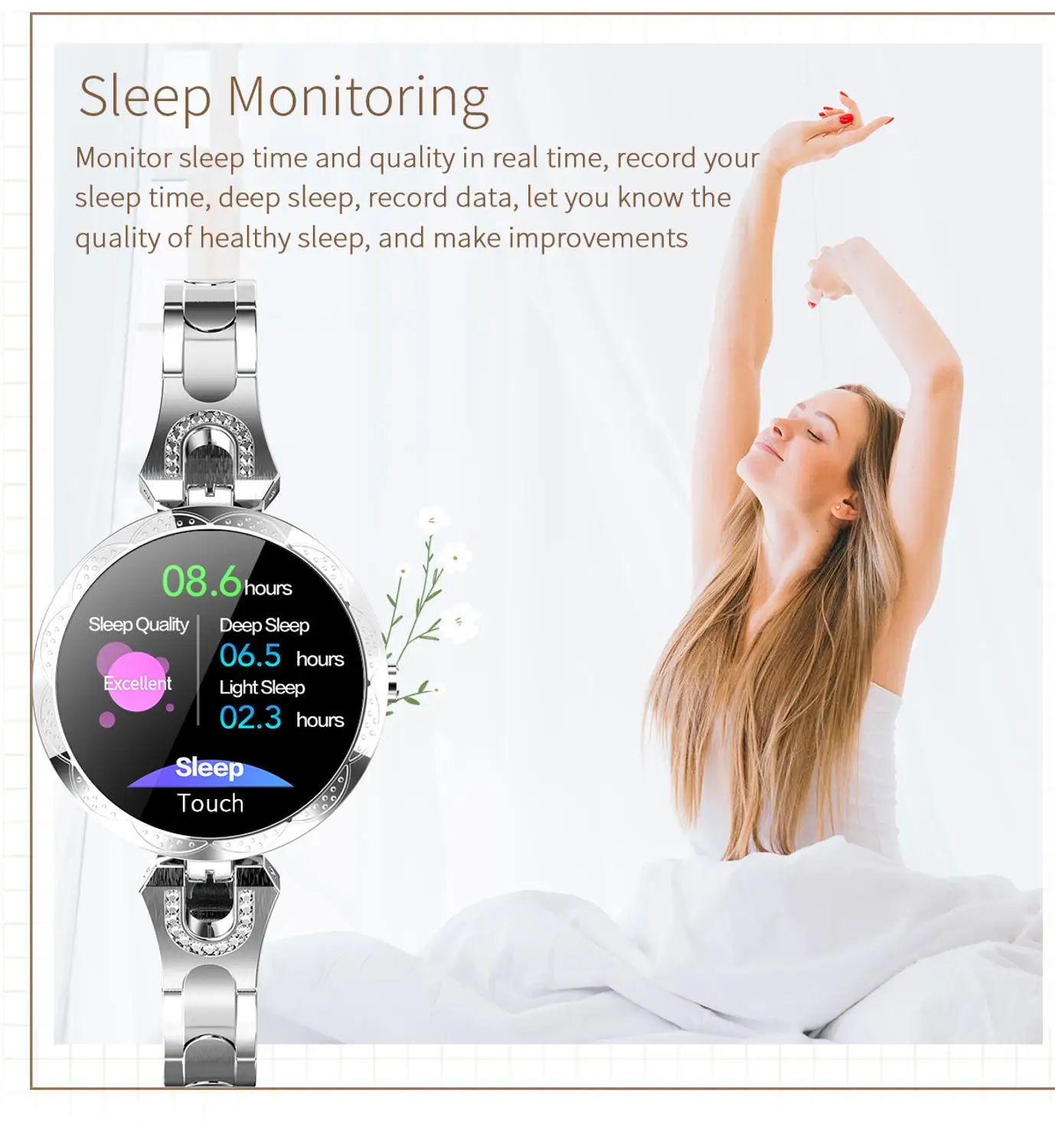 

AK15 Women smart watch fashion steel watch waterproof watch heart rate step fitness tracker for Android IOS ladies watches PK H8
