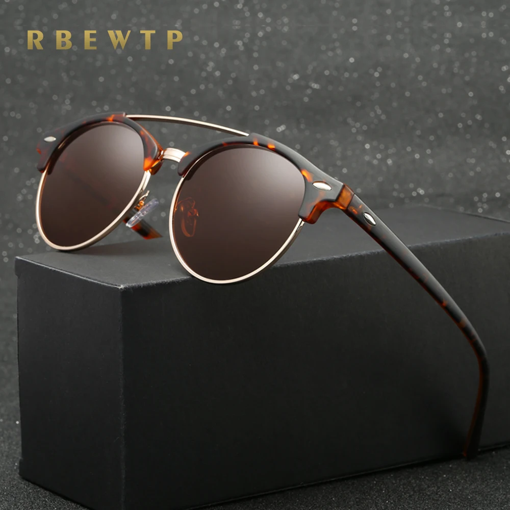 RBEWTP брендовые круглые поляризованные мужские солнцезащитные очки фирменный