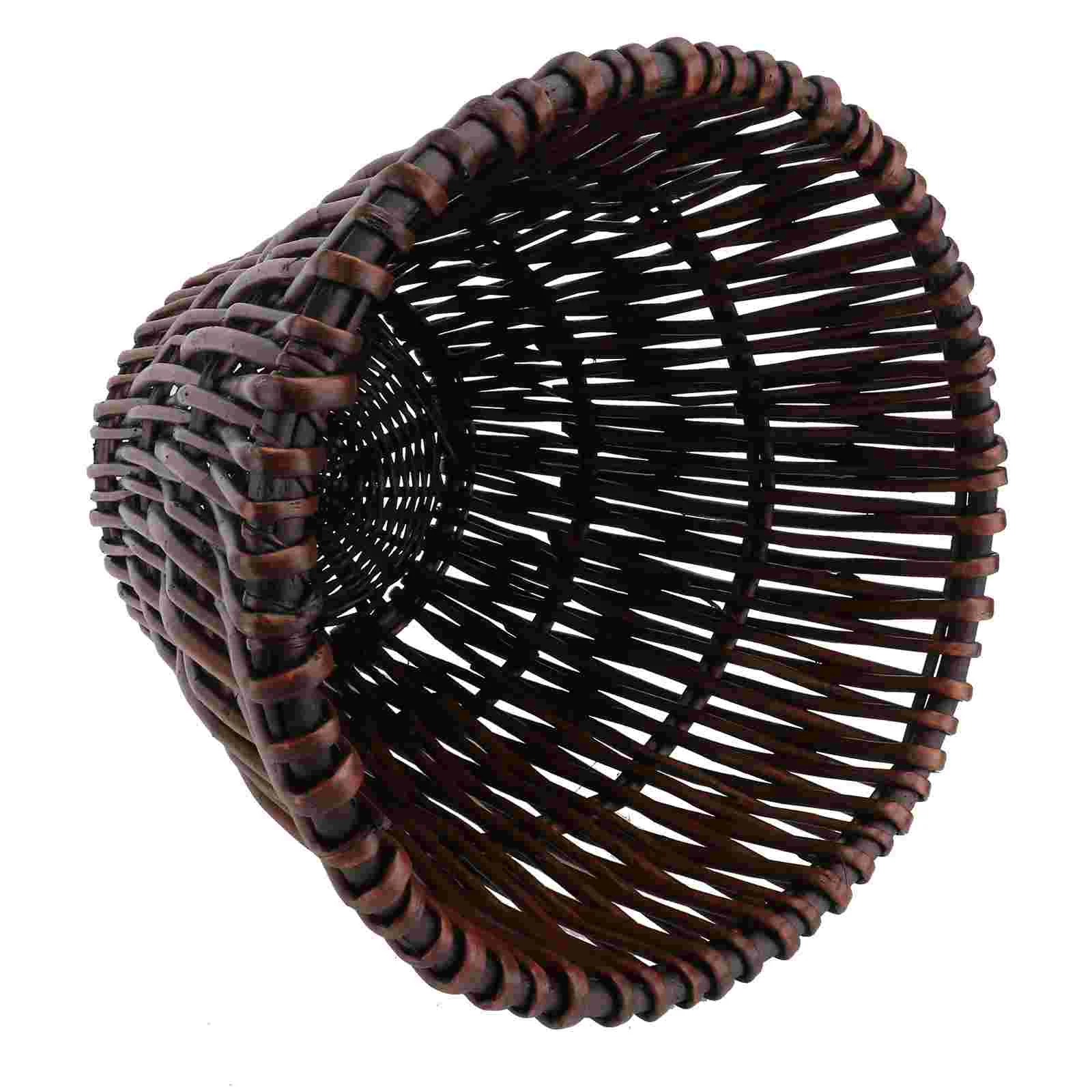 

1Pc Household Storage Basket Waste Paper Basket Rattan Woven Garbage Container