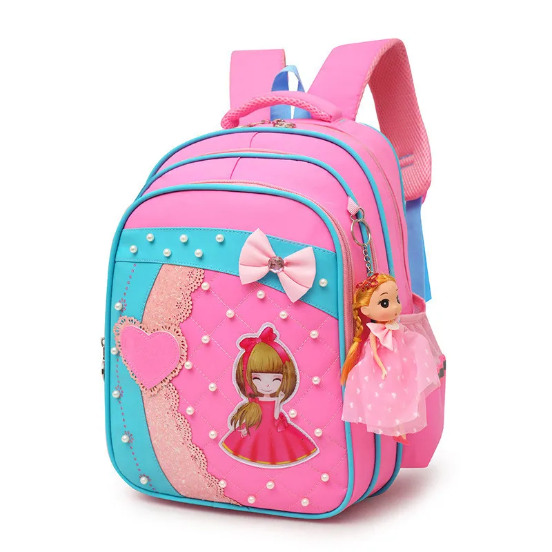 orthopedic Children School bags 2023 Cute Princess Bowknot 2pcs/sets Backpack Girl satchel bag waterproof schoolbag Mochila