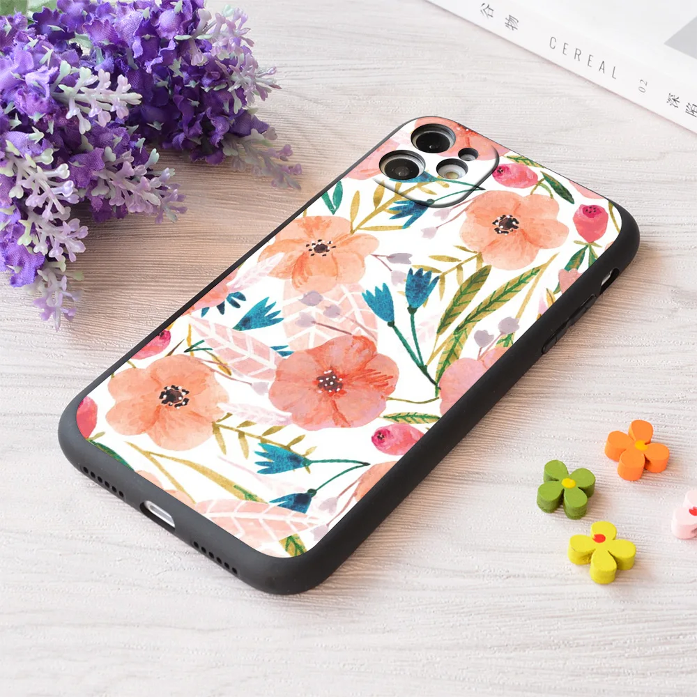 

For iPhone Floral Dance Print Soft Matt Apple Case