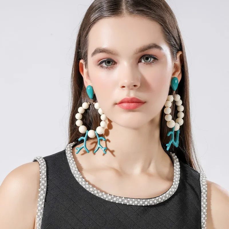 Модные новые Круглые Подвесные серьги из бисера и кораллов характерные простые