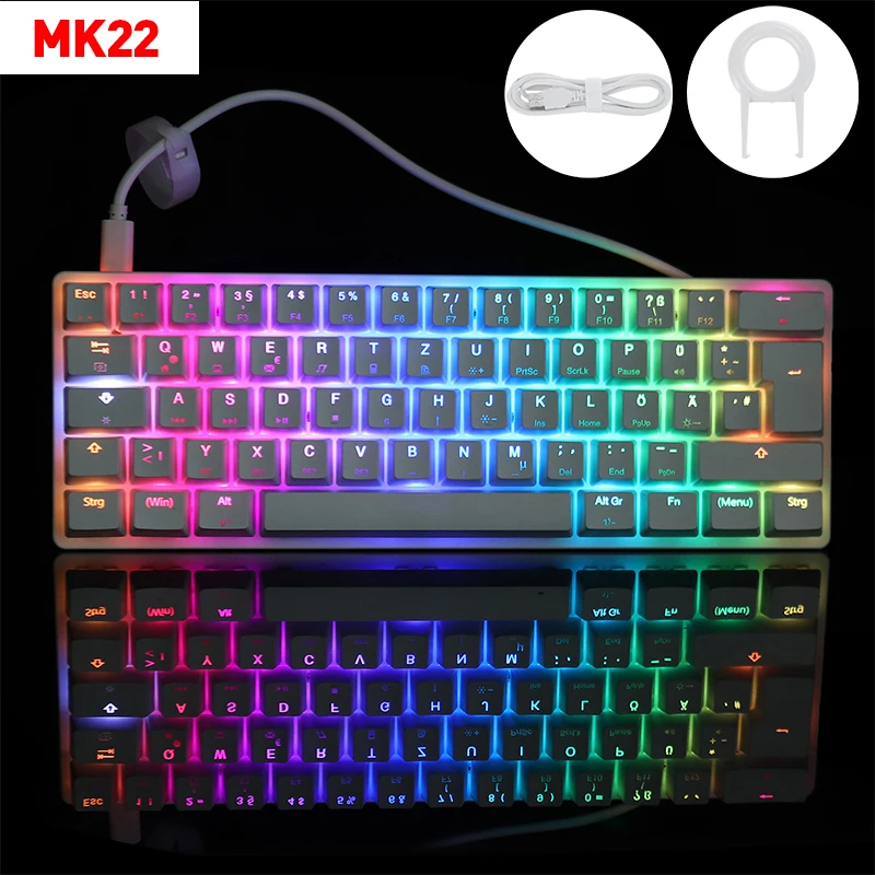 

MK22 61 Keys Gaming Mechanical Keyboard Wired Bluetooth-compatible RGB Backlit For Laptop PC Gamer Red/Brown/Blue/Black Switch