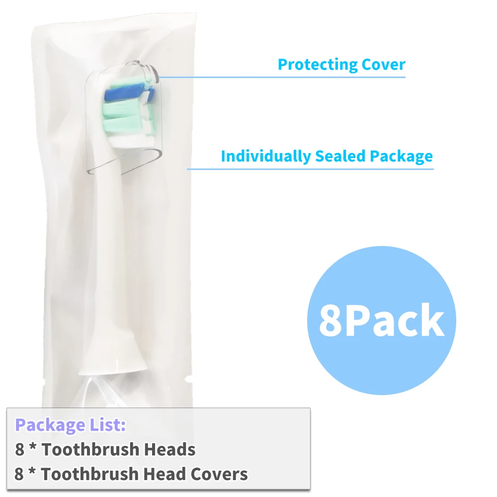 Насадки для зубной щетки PHILIPS Sonicare HX9044/HX6064/HX6074/HX9024/HX6730/hx6062/HX6930 8 шт. | Бытовая