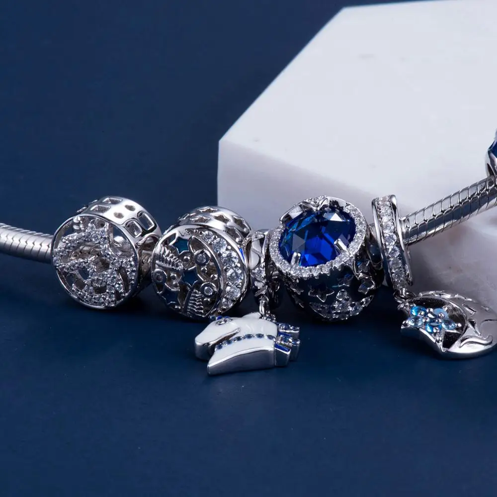 Единорог шар серебряные бусины 925 пробы Подвески fit Браслеты никогда не меняют