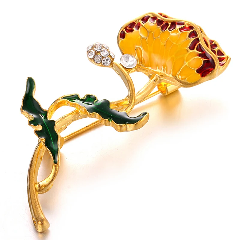 Эмалированная брошь в виде цветка животного с кристаллами Сика олень божья