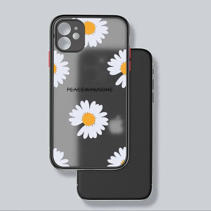 

Black White Flower Daisy Phone Case matte transparent For iphone 7 8 11 12 plus mini x xs xr pro max cover