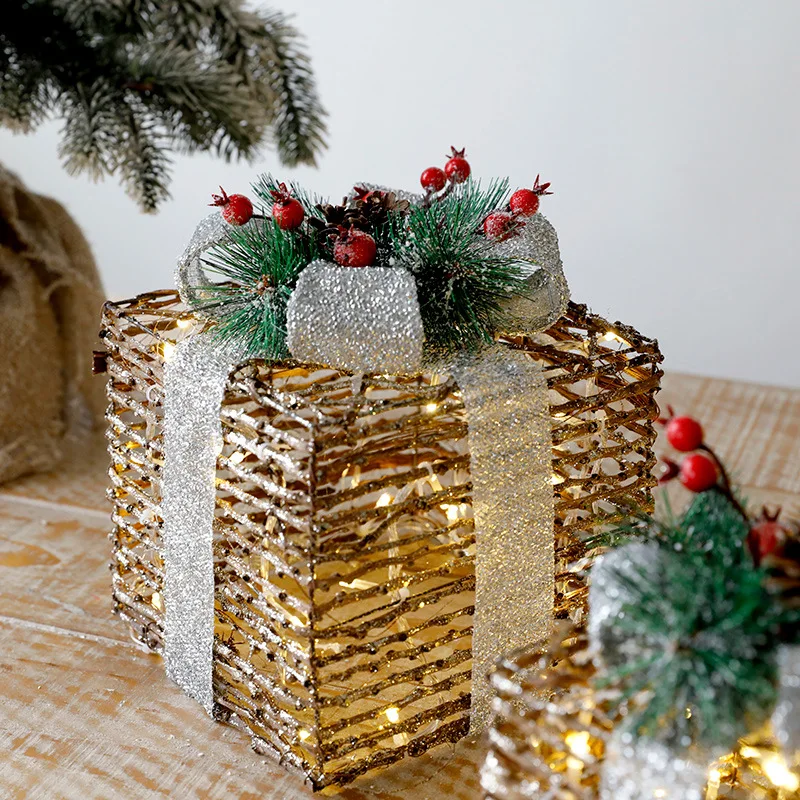 3 шт./компл. рождественские украшения Подарочная коробка с подсветкой украшение