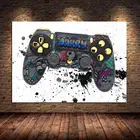 Граффити искусство геймпад холст живопись плакаты и принты абстрактная игра ручка на стену для детской комнаты декор Куадрос без рамки
