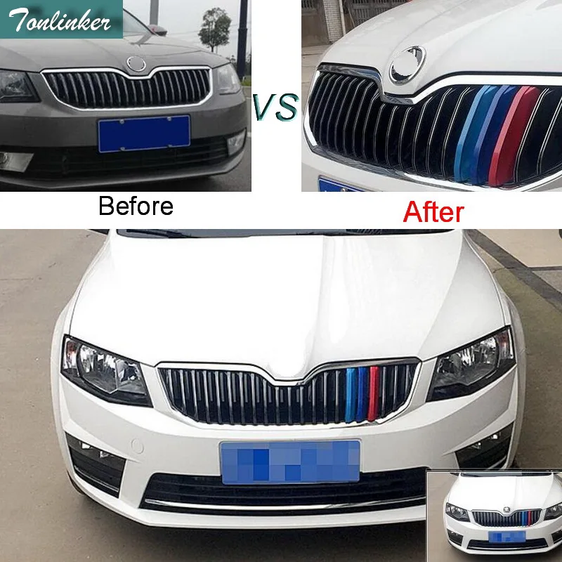 Tonlinker 3 шт. 3D DIY Автомобильный Стайлинг ABS передняя решетка радиатора отделка