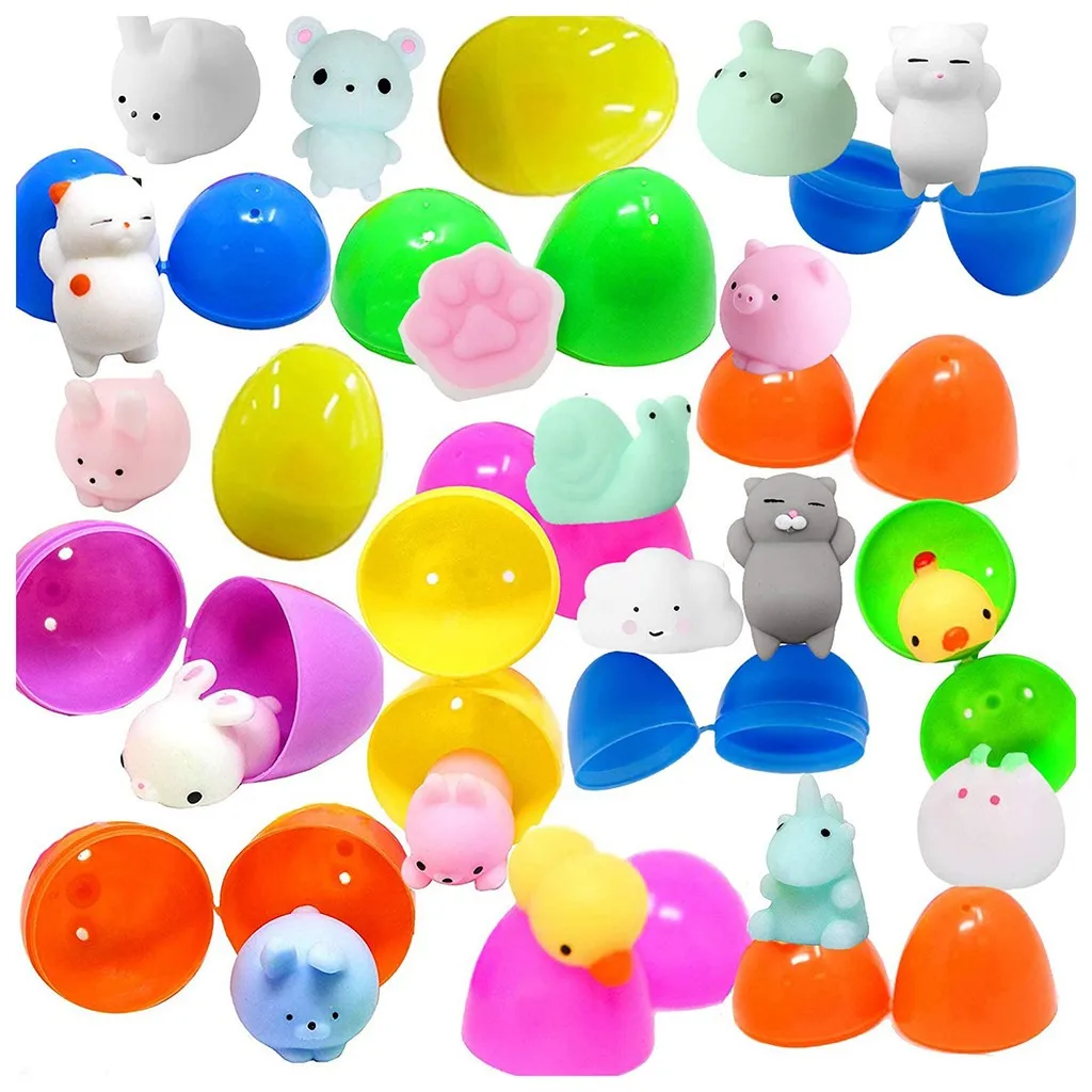 

18pcs Easter Eggs Pinch surprise decompression toy Plastic Easter Eggs with Cute Stress Relief Toys c 2021 New