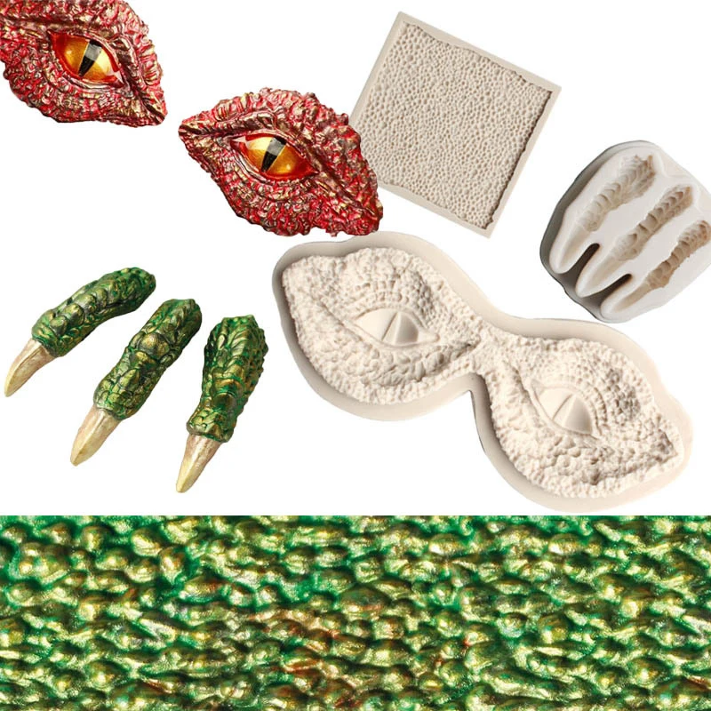 Силиконовая форма для мастики meiжура в виде динозавра глаз и когтей |