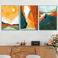 minimalist abstract mountain forest sunrise canvas painting wall art picture prints and posters home room decor no frame