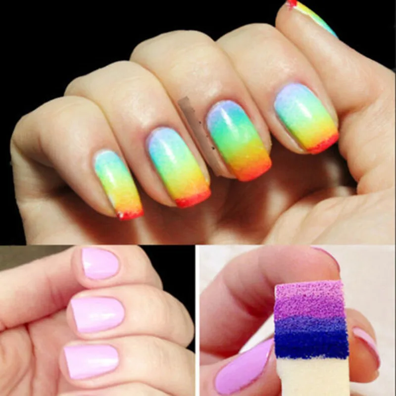 

8pcs DIY Woman Salon Nail Sponges for Acrylic Makeup Manicure Nail Art Accessory Gradient Tips
