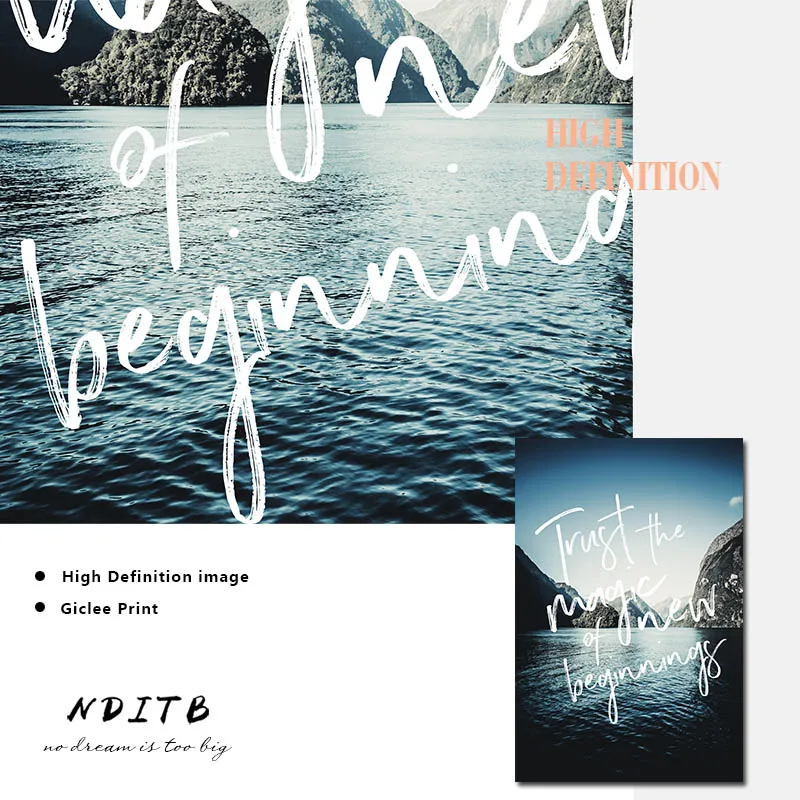 Настенная живопись в скандинавском стиле с изображением природного ландшафта