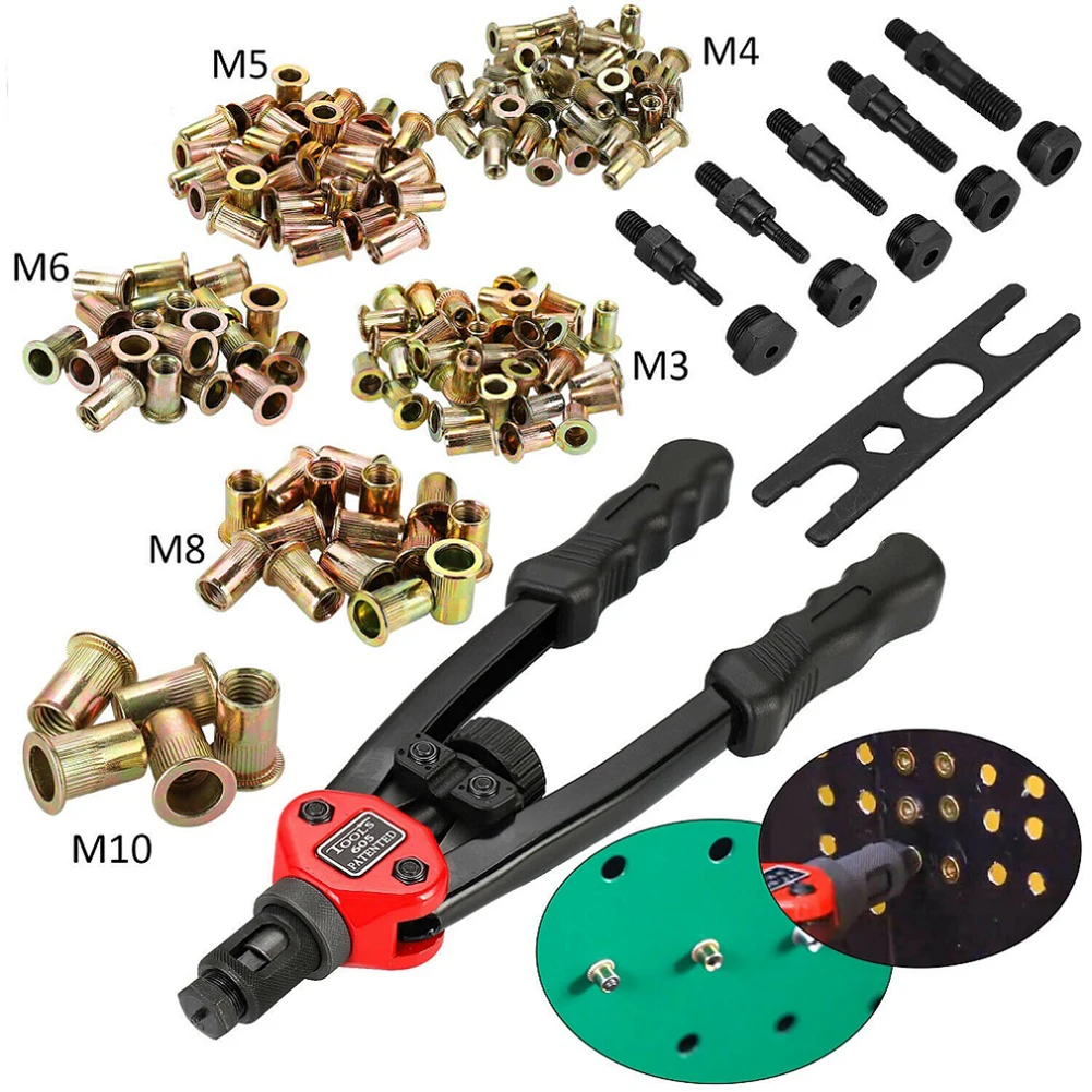 

150pcs/set Manual Rivet Nut Tool Dual Handle Riveter Threaded Nut Riveting Tool