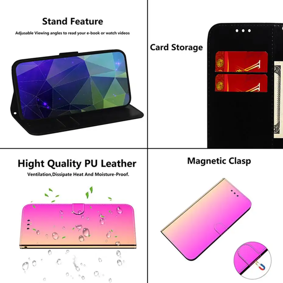 Smooth Surface Mirror Flip Leather Case For Xiaomi Redmi Note 9 Pro Max Wallet Phone 9s Cover | Мобильные телефоны и