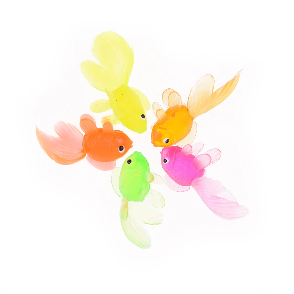 Pez Dorado de goma suave para ni&ntilde;os, juguete de simulaci&oacute;n de pl&aacute;stico, peque&ntilde;o pez de colores aleatorios, 4cm, 3/20 unidades por lote-0