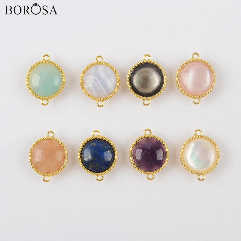 BOROSA 10 шт. подвески из натурального камня двойные шармы для изготовления