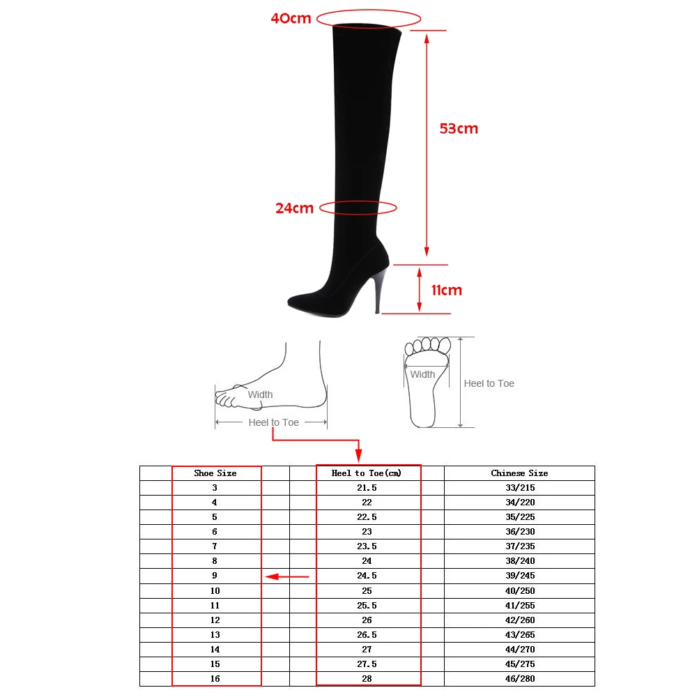 

Sexy High Heels Over The Knee Boots Women Thigh High Boots Ladies Autumn Winter Long Boots Shoes Woman Black Red Blue