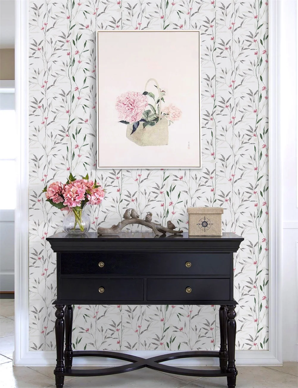 Цветочные обои для стен виниловые самоклеящиеся 0 45*6 м мебели гостиницы гостиной