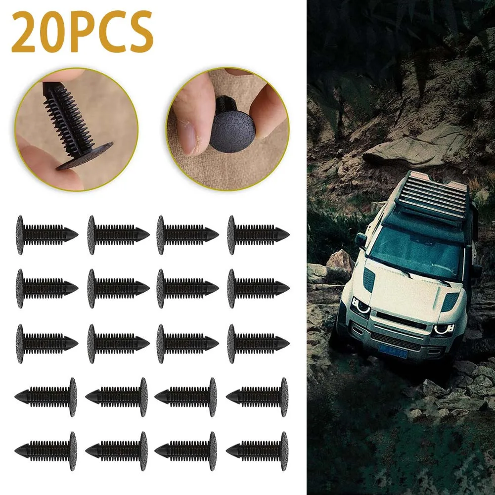 

20Pcs Black Car Bumper Rivet Fastener Fir Tree Clips For Land Rover Discovery Roof Lining Door Panel Wheel Arch Splash Guard