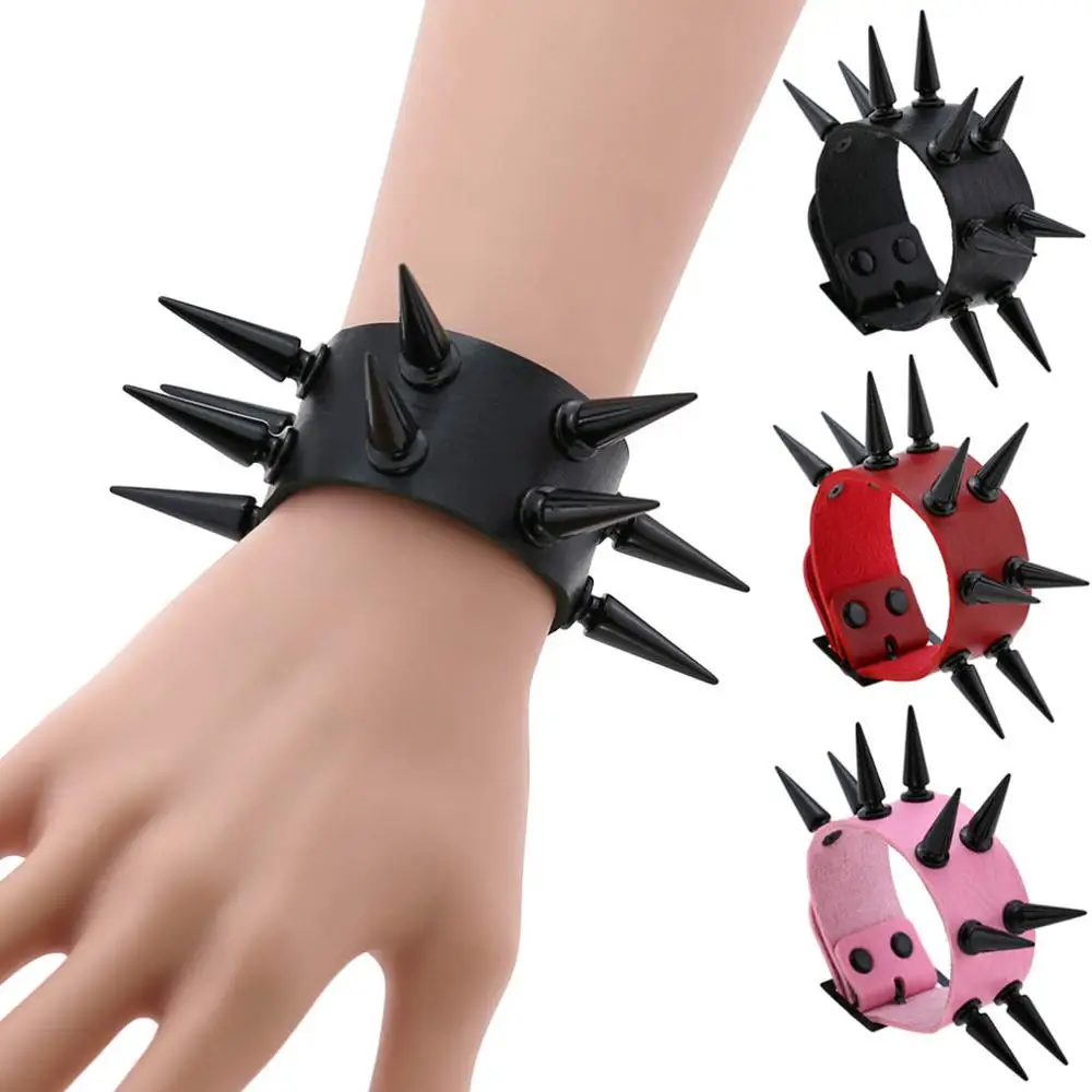 Emo Spike Bracelet Vegan Leather Punk Bracelets Goth Girl Bo