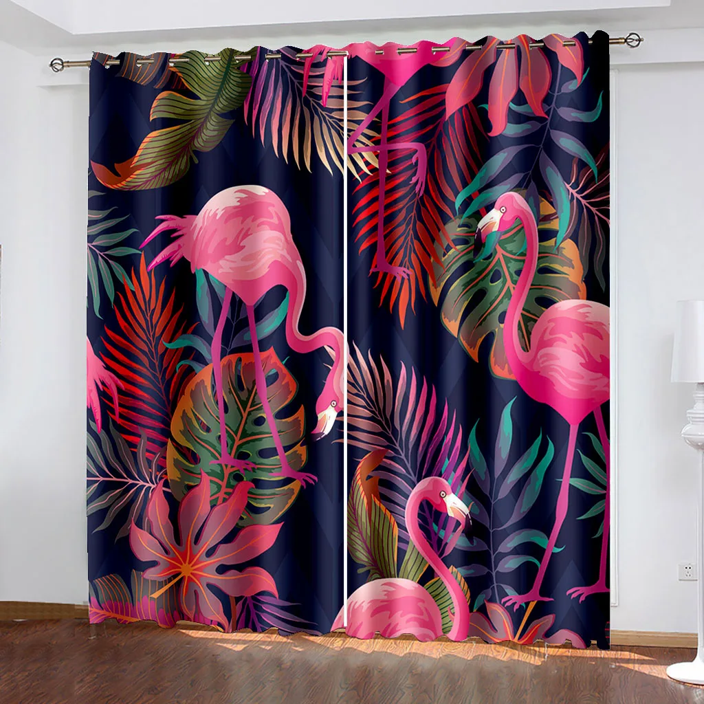 

Bright Flowers and Animals Pattern 3D Printed Blackout Curtain Kit, Suitable for Family Scenes In The Living Room and Bedroom