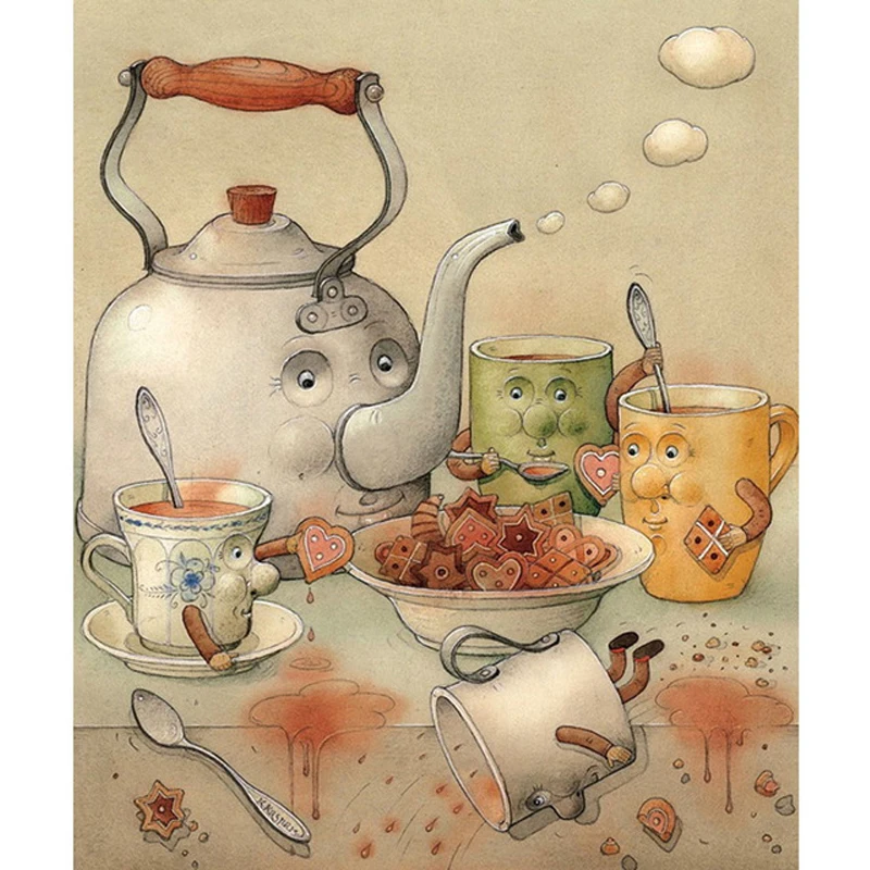 Алмазная 5D картина сделай сам с рисунком кота прямоугольная 3D собаки чашки кофе