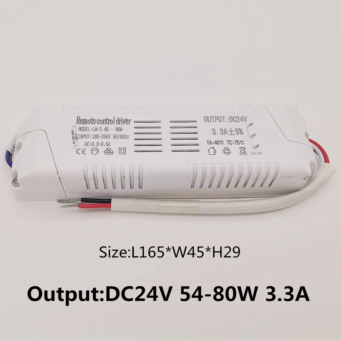24V 5-80W 3A 2,4G пульт дистанционного управления, DC24V светодиодный драйвер Питание адаптер переменного тока, AC180V-265V 1.5A 2.2A 3A 4.5A 5.5A, 36 Вт 54 Вт 80 Вт 108 ВТ 160 Вт - Цвет: 24V 5-80W 3A