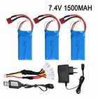 Обновленный аккумулятор Lipo 7,4 В 1500 мАч для радиоуправляемой лодки FT009 батарейка для катера Lipo 2S 7,4 В 1500 мАч для wltoys 144001 12428 радиоуправляемой машины