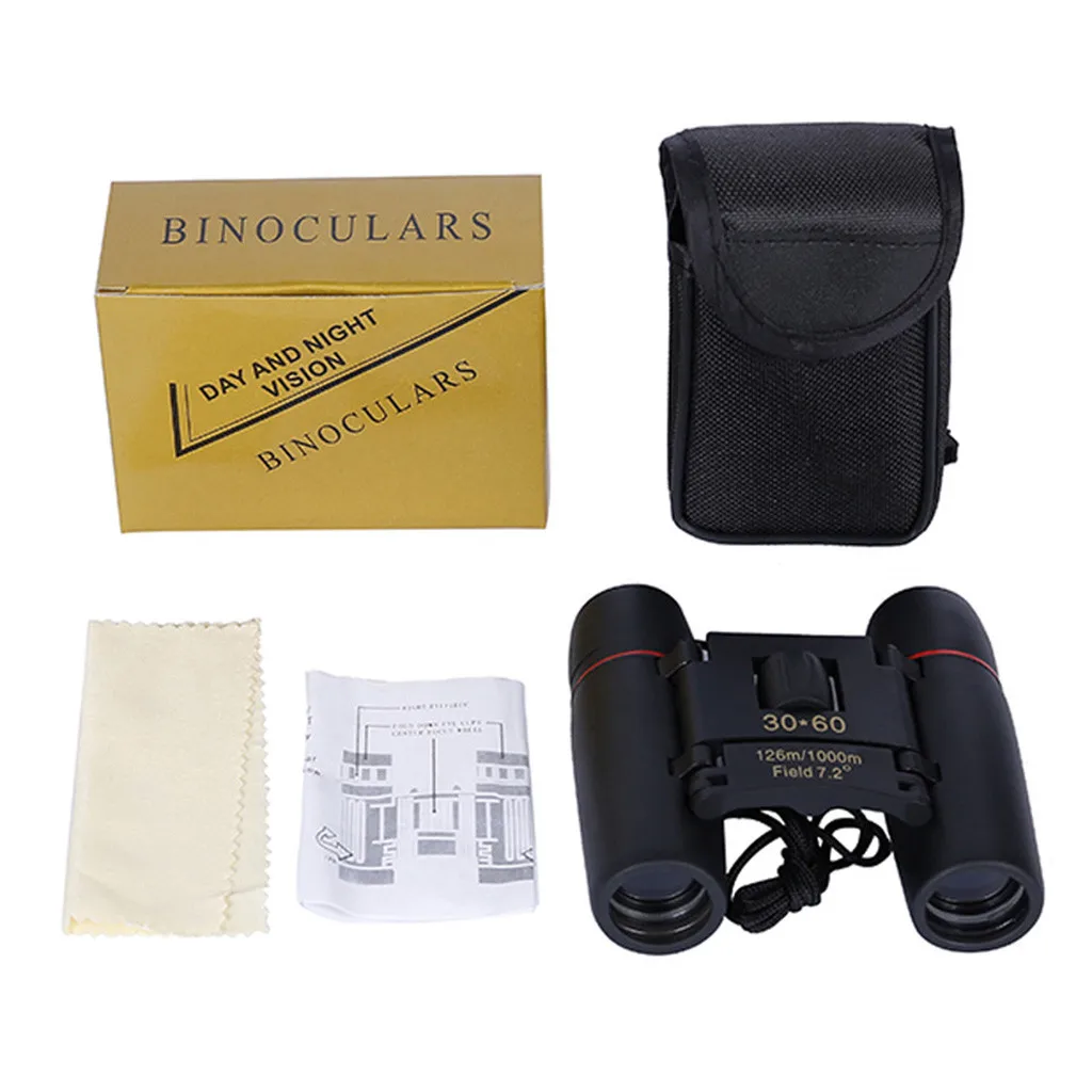 Мини Бинокль Телескоп складной портативный для путешествий 30x60 с сумкой