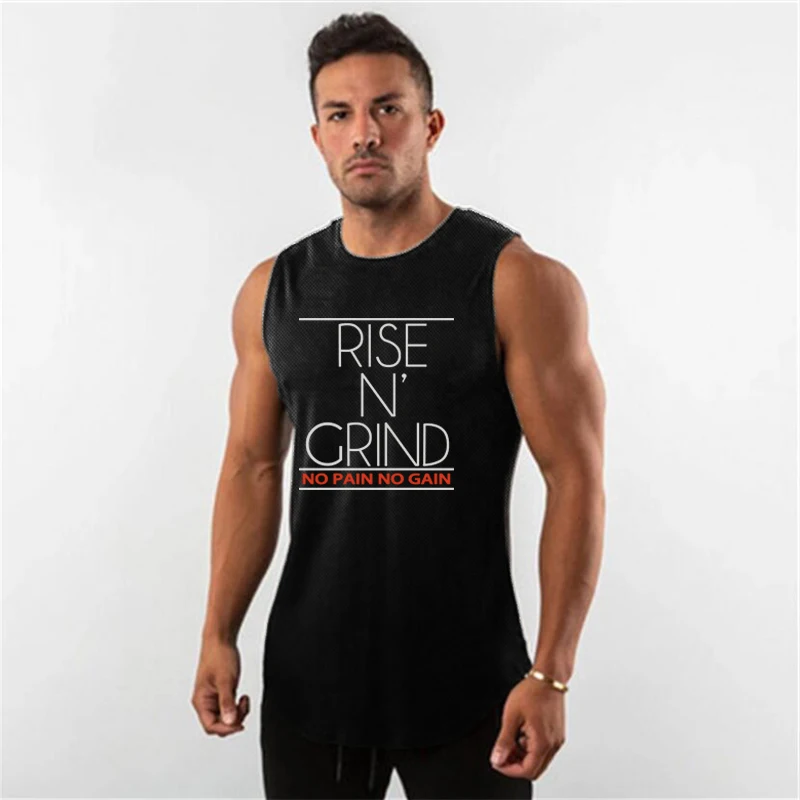Тренировочная брендовая Новая повседневная модная сетчатая мужская майка для