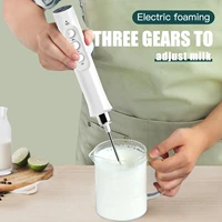 usb rechargeable milk frother handheld electric 3 speeds foam maker with stainless steel whisk for cappuccino latte coffee prote