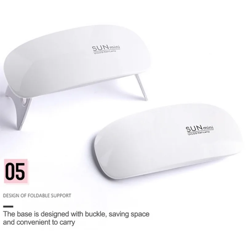 Мини 6 Вт УФ светодиодная лампа для ногтей Складная портативная ногтевой