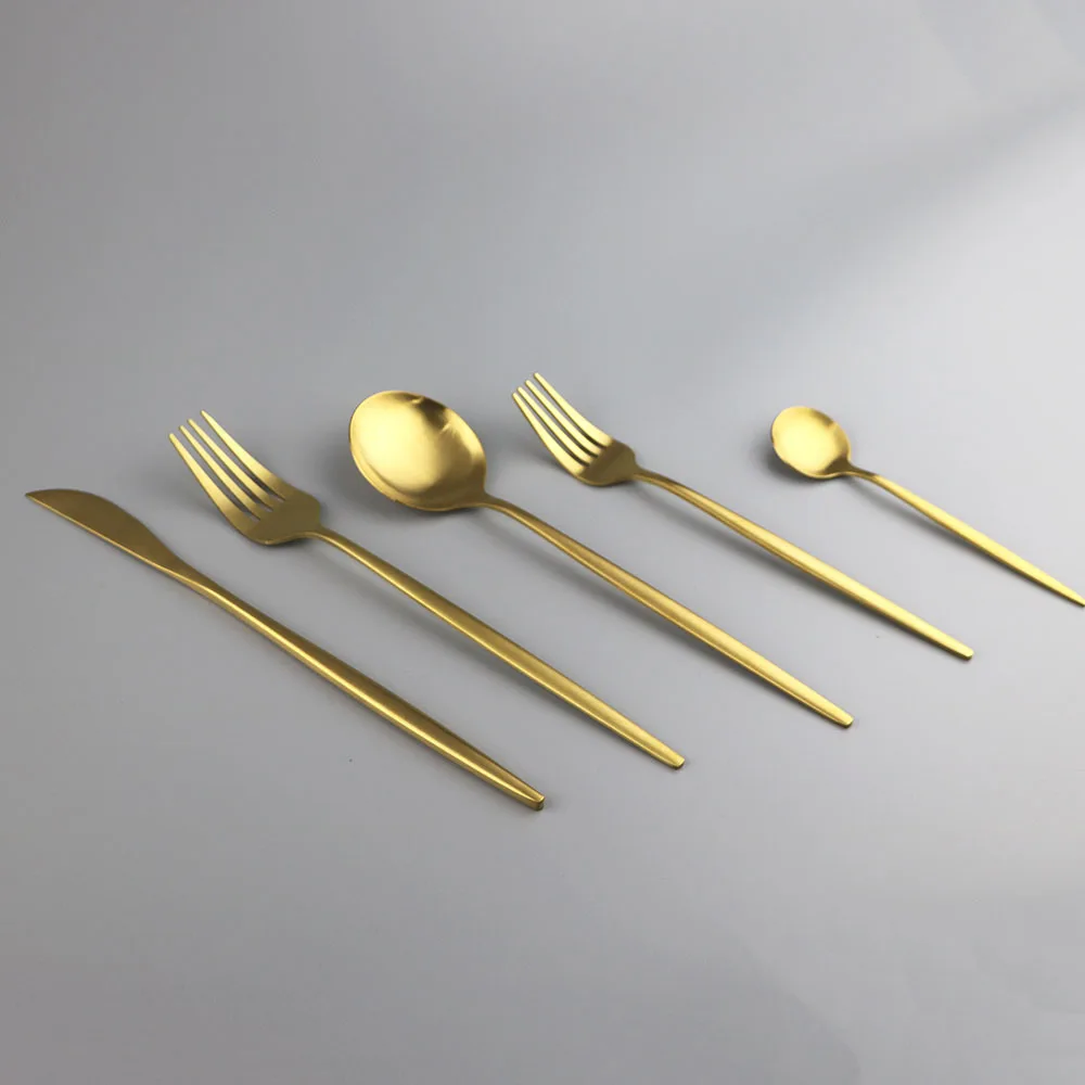 30 шт Gold Нержавеющая сталь столовые ложки посуда десертные приборы Наборы Кухня