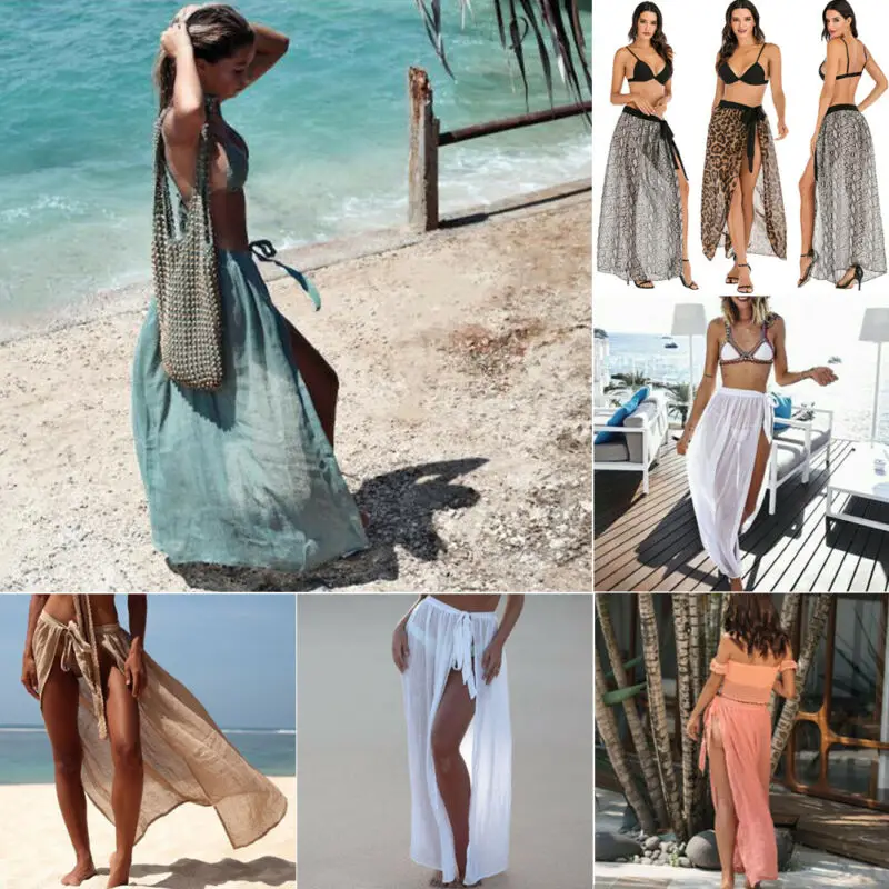 

Женское летнее праздничное пляжное платье, леопардовая туника, парео, сарафан, накидка на бикини, прозрачная Макси-юбка с запахом, саронг, 2020