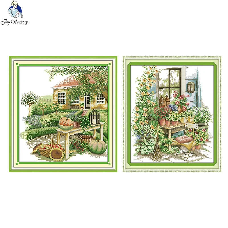 Набор для вышивки крестиком joy Sunday зеленая домашняя вышивка холст с напечатанным