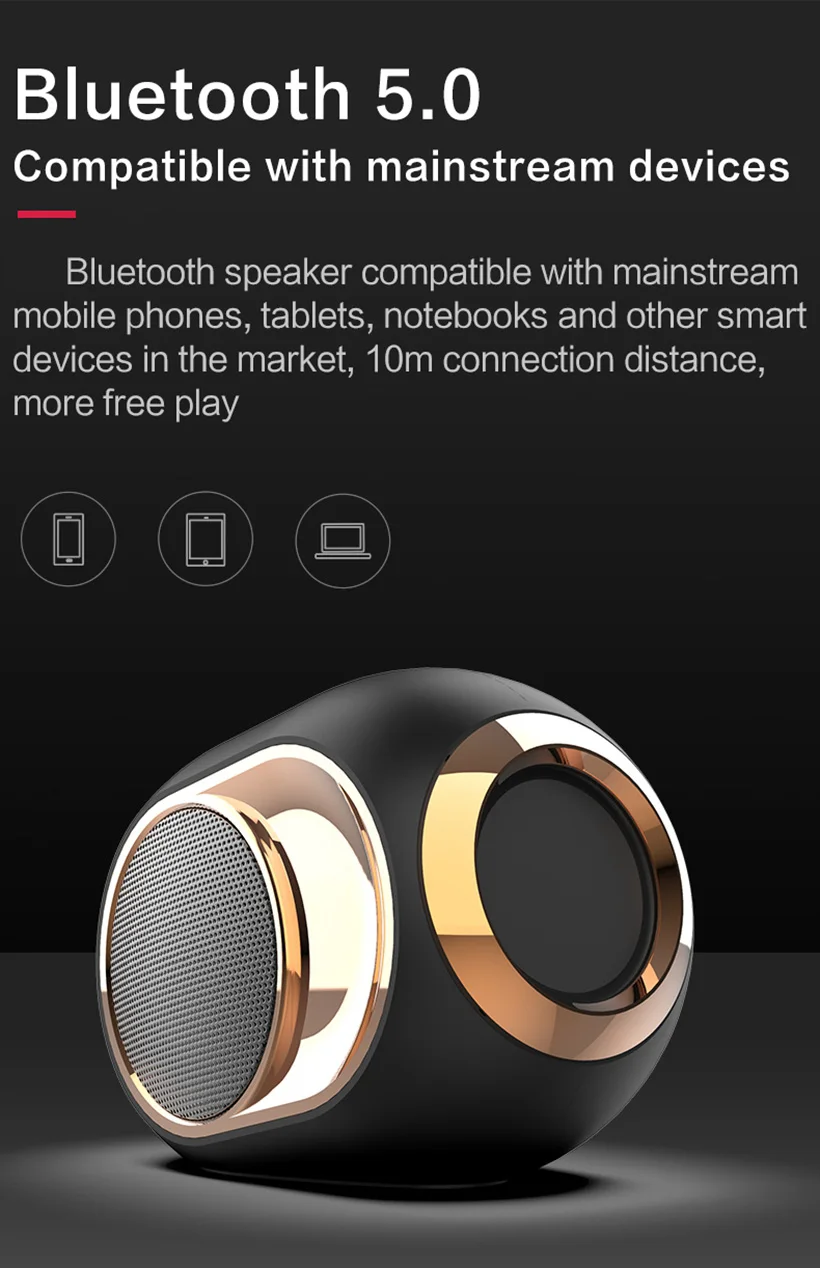 Портативный сабвуфер беспроводной Bluetooth 5,0 динамик музыка объемный громкоговоритель с микрофоном для ноутбука телефона TF карты USB stick AUX