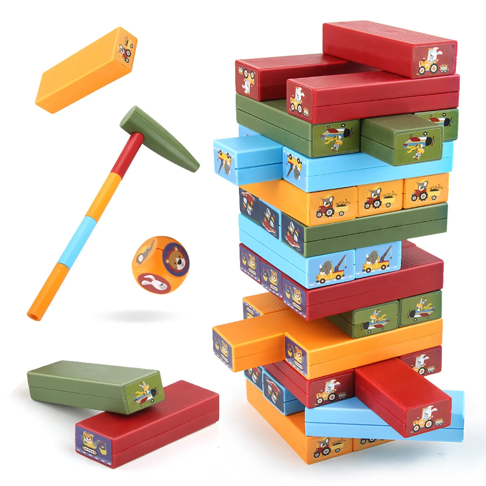 

Set Of 1pc Stacking Blocks Game Plastic Block Tower Cartoon Building Blocks Kids Early Educational Toys Tower For Children