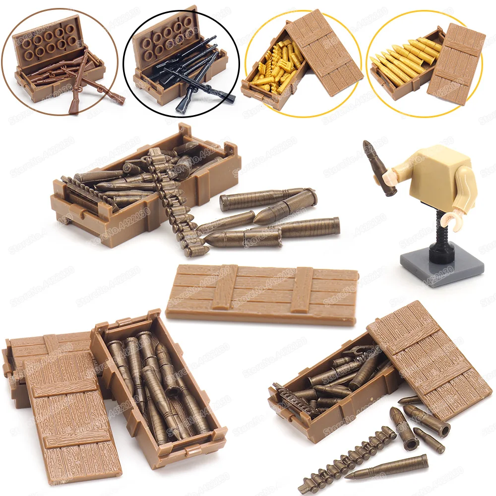 

Soldier Equipment Bullet Box Set Military Building Block Moc Figures WW2 Army Weapons Box Model Child Christmas Gift Boy DIY Toy