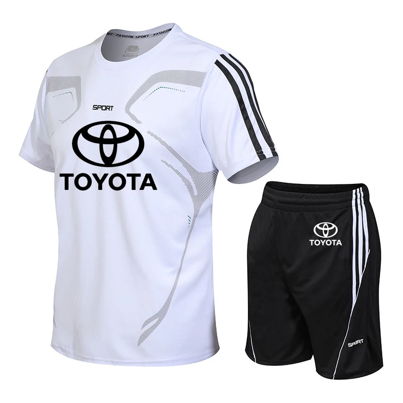 

Мужские летние хлопковые шорты с коротким рукавом и принтом логотипа автомобиля