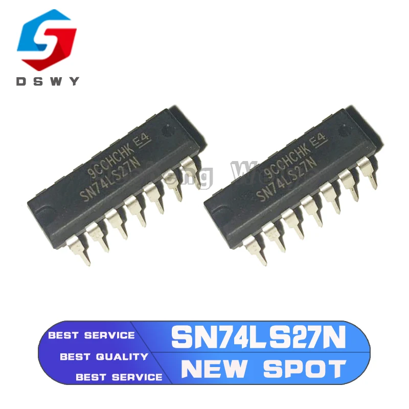 

10pcs/lot HD74LS27P SN74LS27N 74LS27 DIP-14 TRIPLE 3-INPUT NOR GATE IC