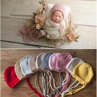 dvotinst newborn baby photography props knit crochet beads bonnet cute ball hat fotografia accessories studio shoots photo props