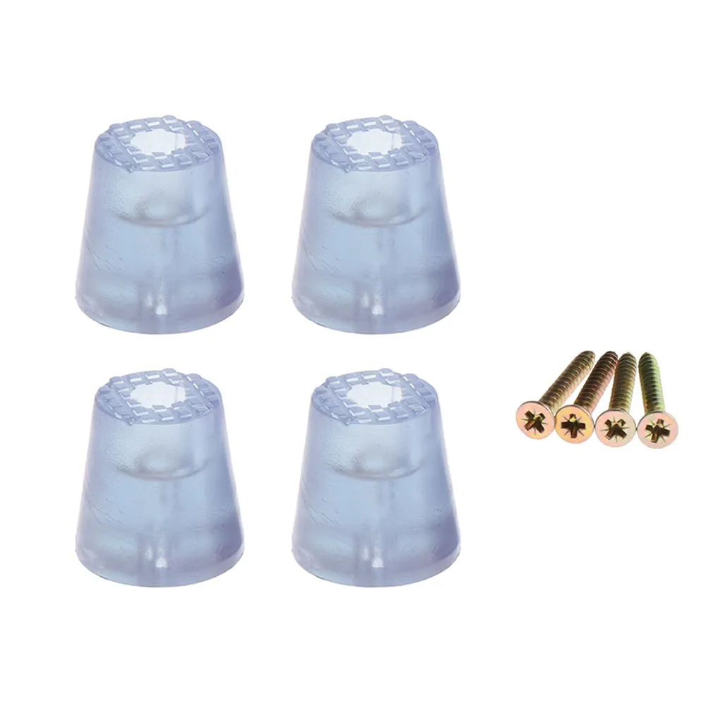 

4x Wooden Furniture Rubber Feet with Self Tapping Screws Anti Slip For Kitchen Furniture Table Desk Chair