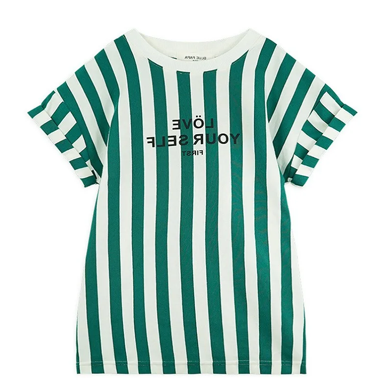2020 летняя повседневная одежда в полоску для девочек детское цельное платье два